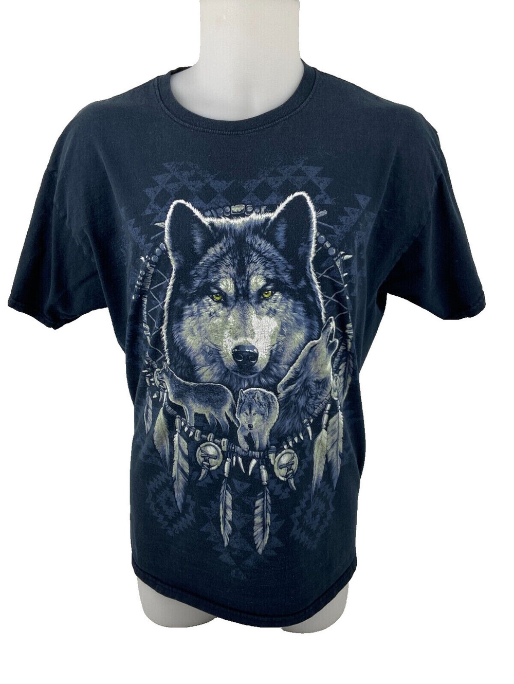 Wolf T Shirt XL Native American Indian Dream Catcher Tribal Art Y2K